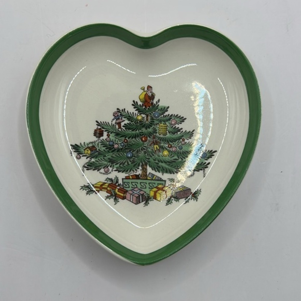 Spode Christmas Tree heart shaped dishes with original box